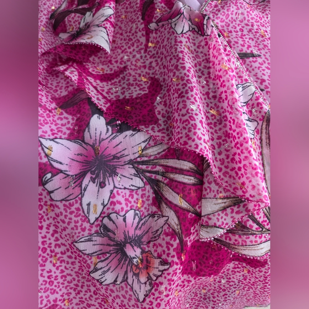 White House Black Market Pink Floral Blouse Size 4 - Picture 12 of 15